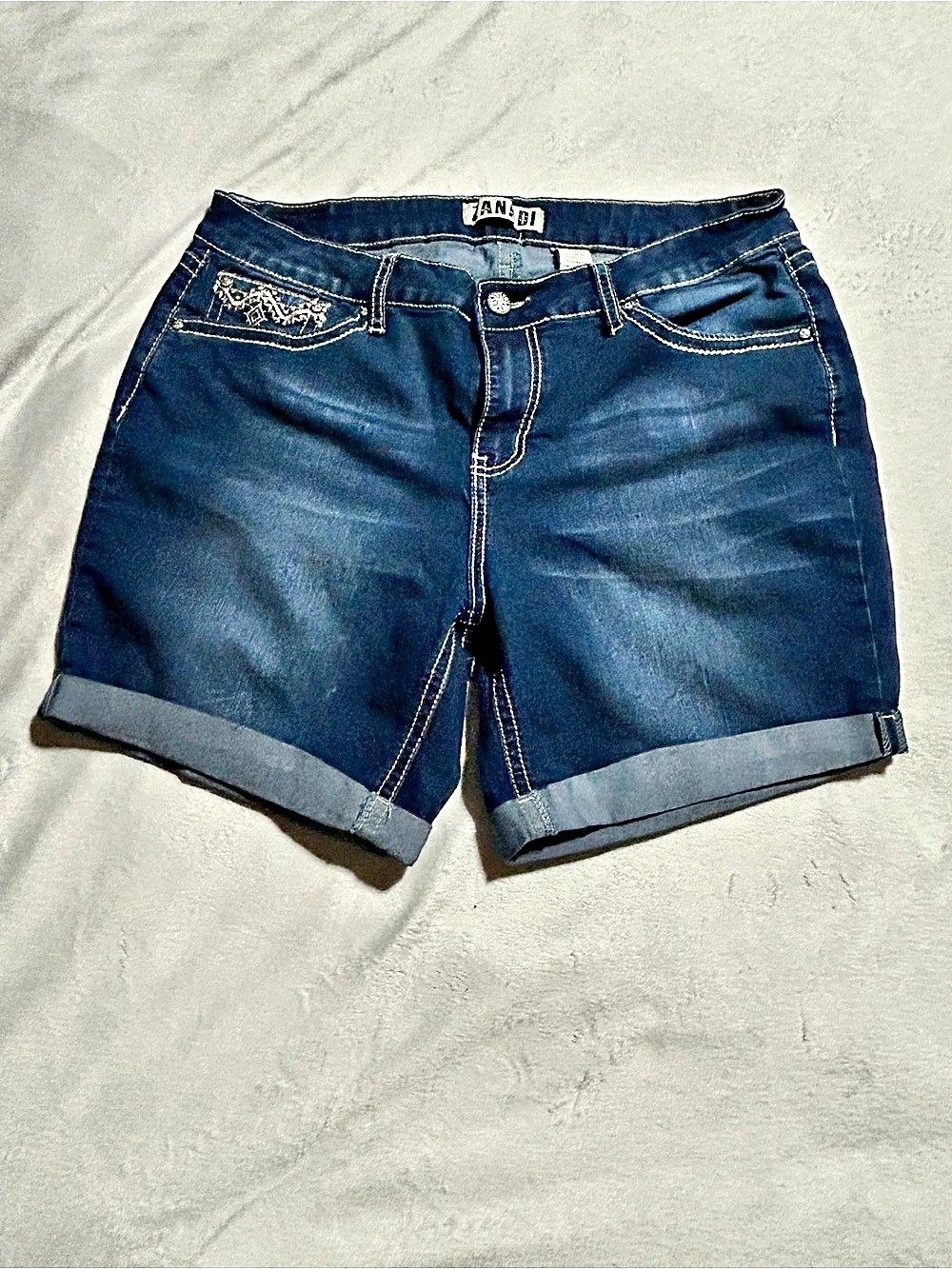 Zanadi Embroidered Denim Jean Shorts Plus Size 16